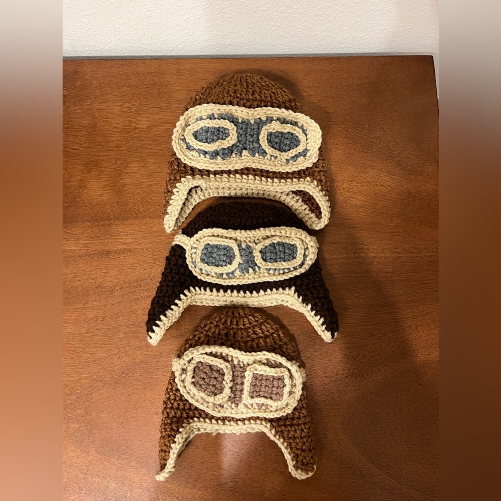 Aviator crochet hats